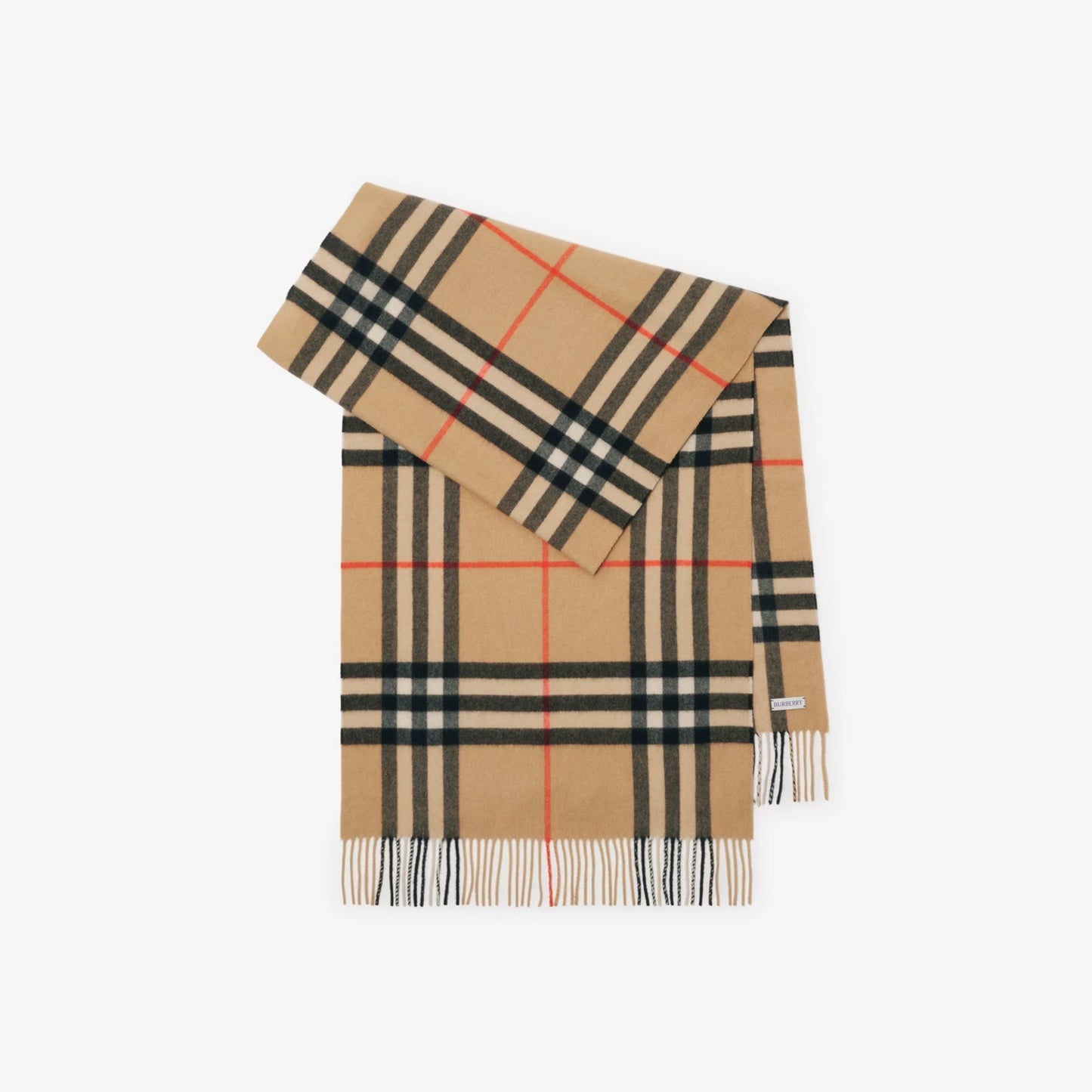 Wide Check Cashmere Scarf - Sand