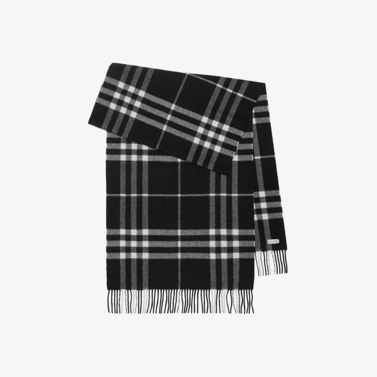 Wide Check Cashmere Scarf - Black/calico