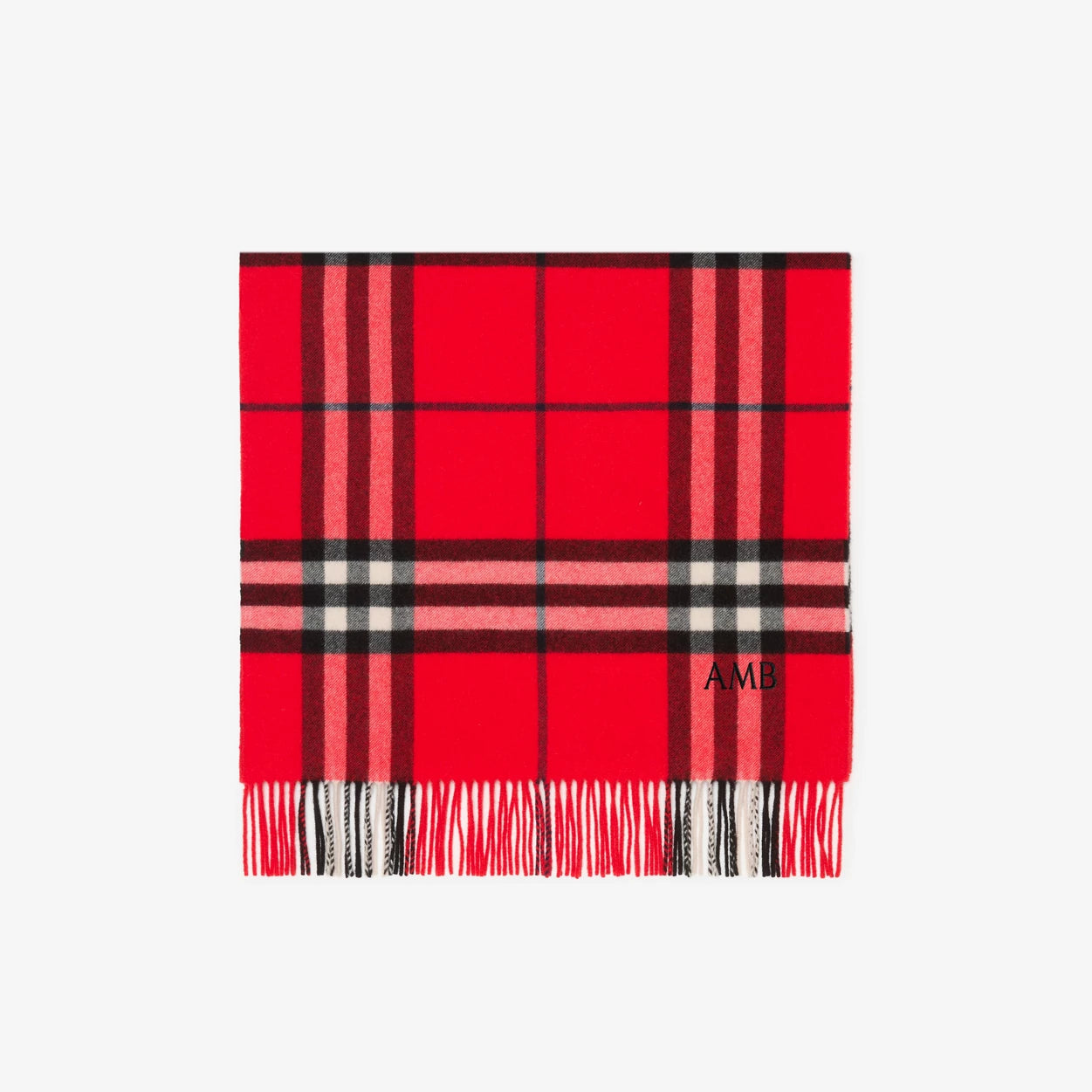 Wide Check Cashmere Scarf - Scarlet