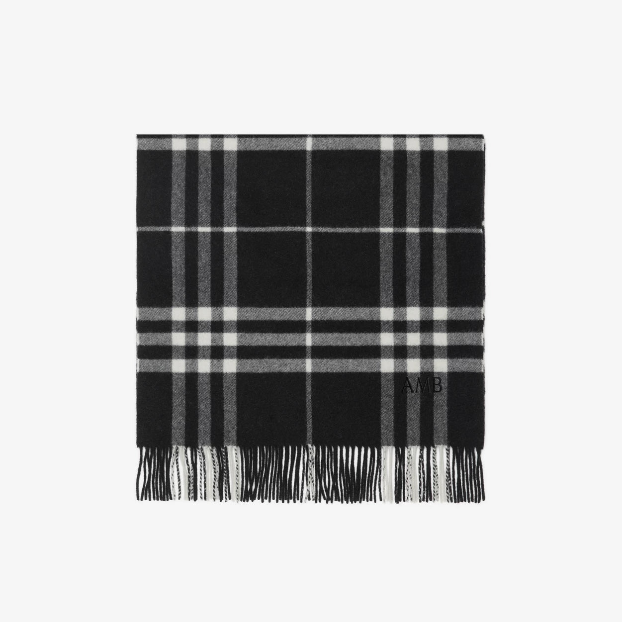 Wide Check Cashmere Scarf - Black/calico