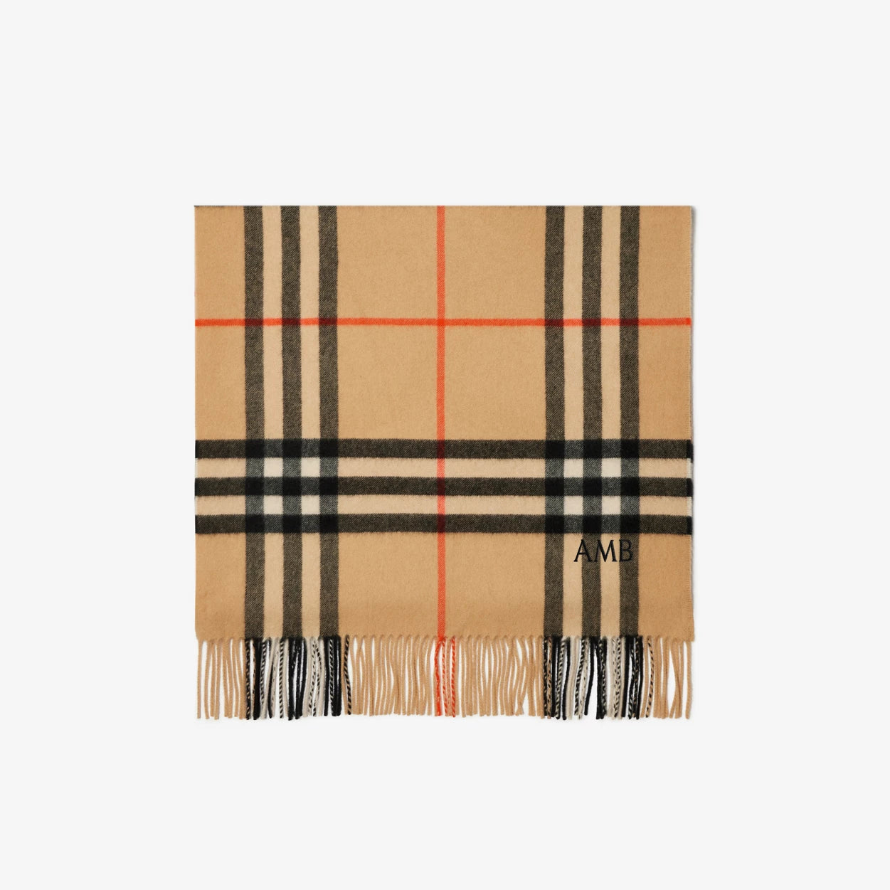 Wide Check Cashmere Scarf - Sand