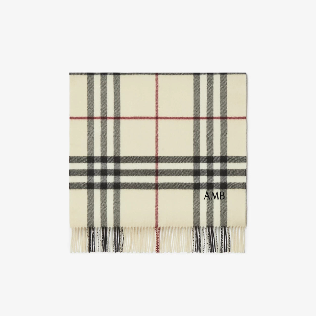 Wide Check Cashmere Scarf - Stone